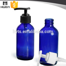 100ml blue color glass cosmetic serum dropper bottle with pump